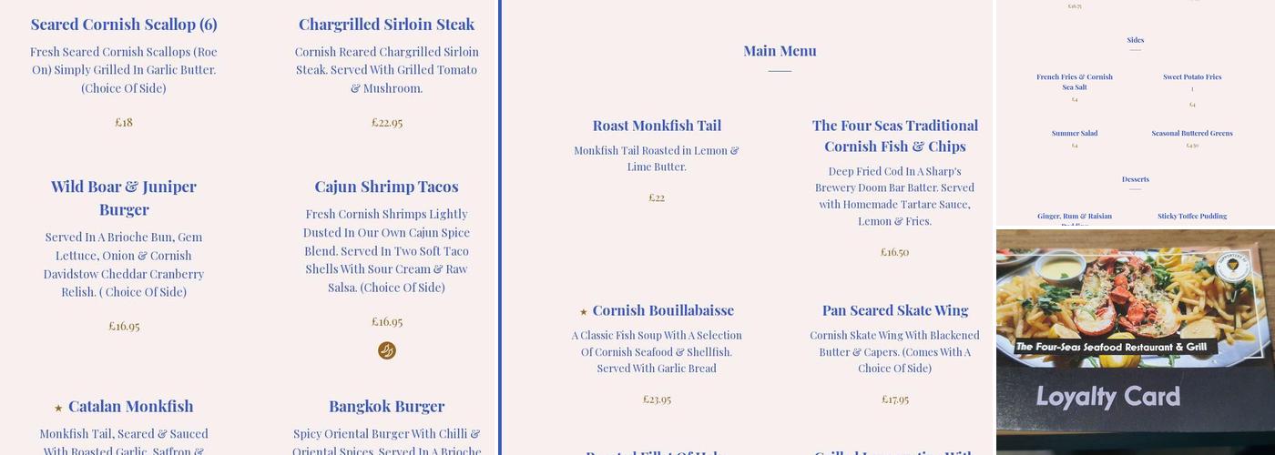 The Four-Seas Seafood Restaurant & Grill Falmouth Menu