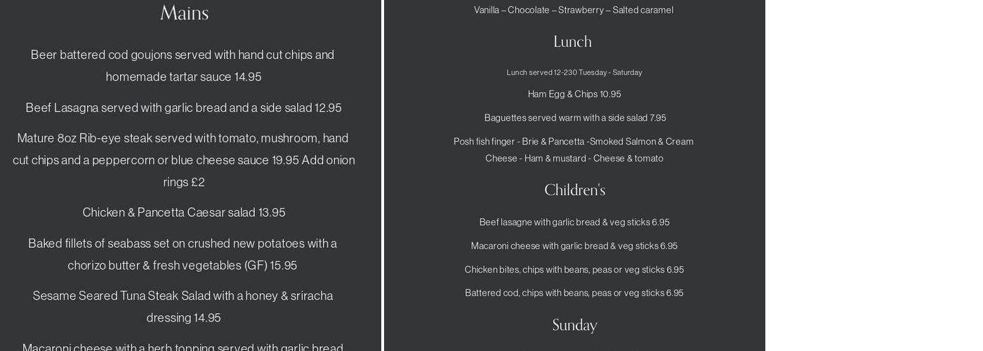 The Queens Head Menu