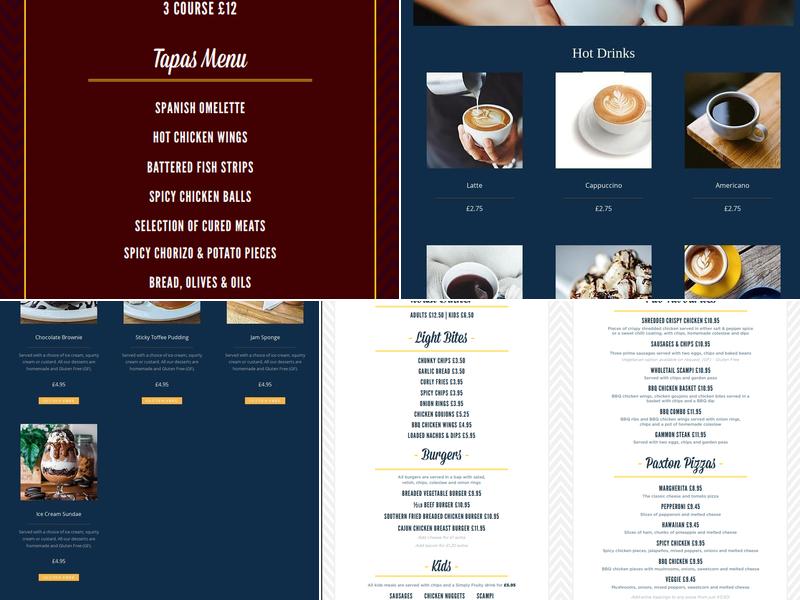 The Sir Joseph Paxton Menu