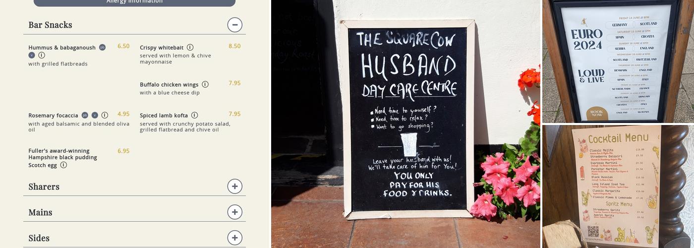 The King's Head, Wickham Menu