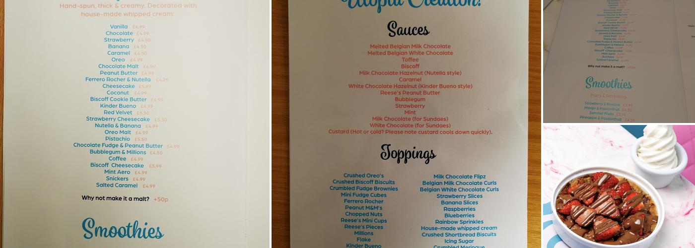 Utopia Desserts Menu