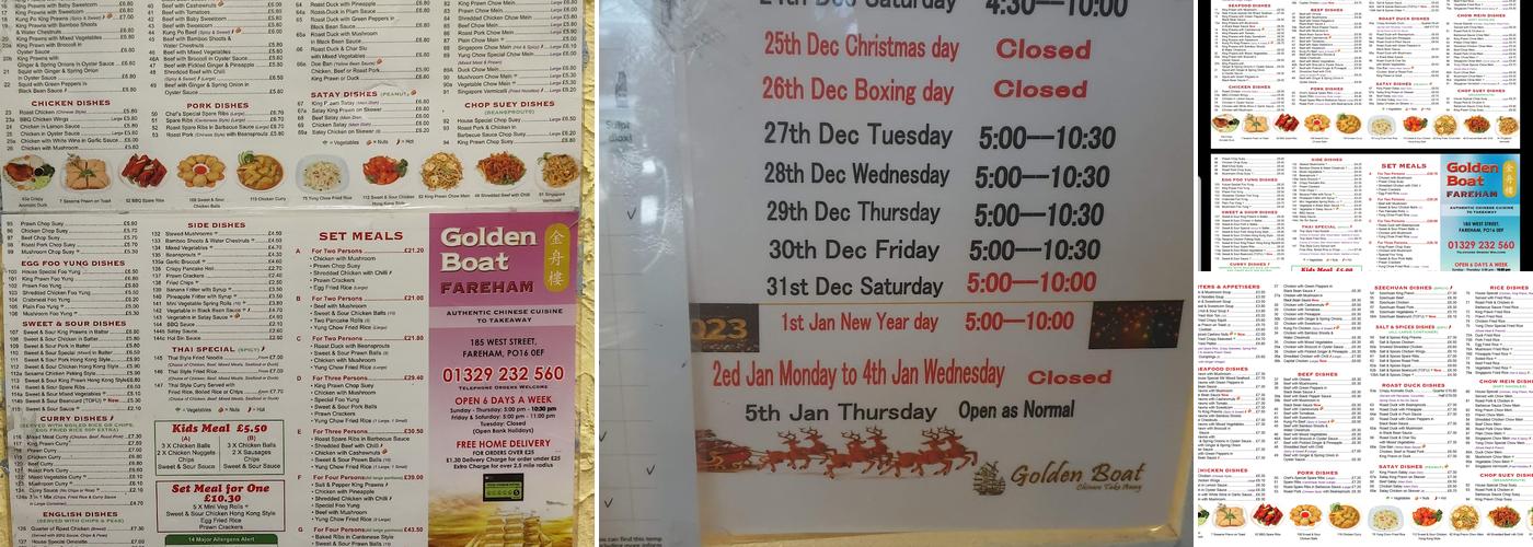 Golden Boat Fareham Menu