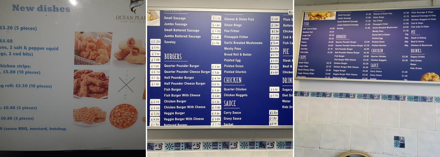 Ocean Plaice Fish & Chips Menu