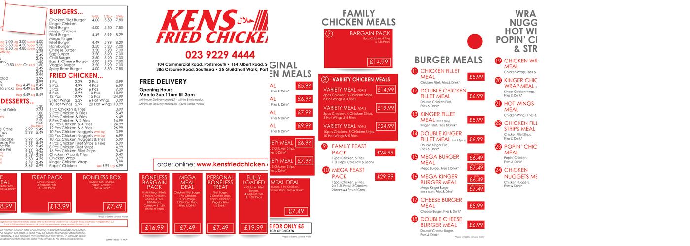 Kens Fried Chicken Menu