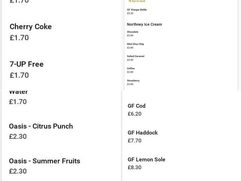 Whistler's Fine Fish & Chips Menu