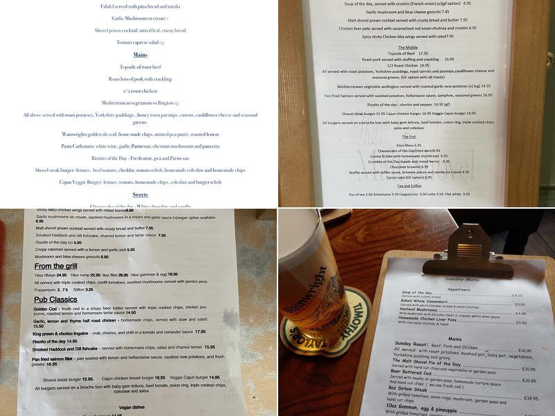 The Malt Shovel Menu