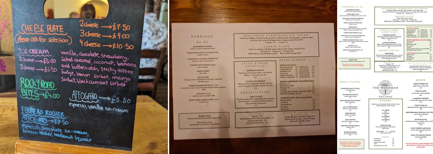 The Woodman Inn Menu