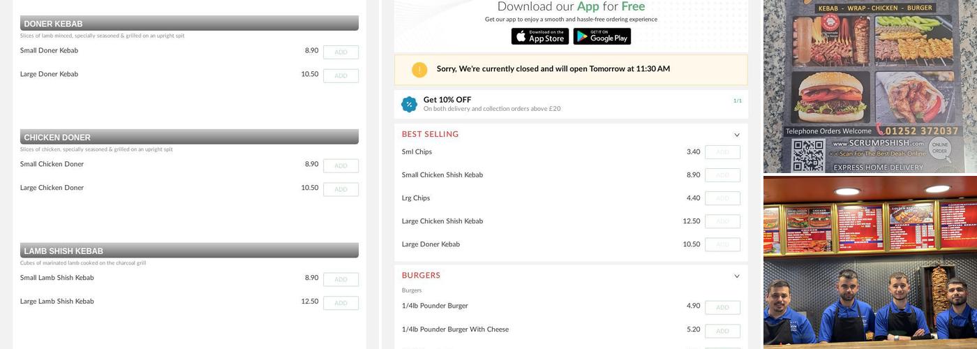 GOLDEN KEBAB HOUSE(SCRUMPSHISH) Menu