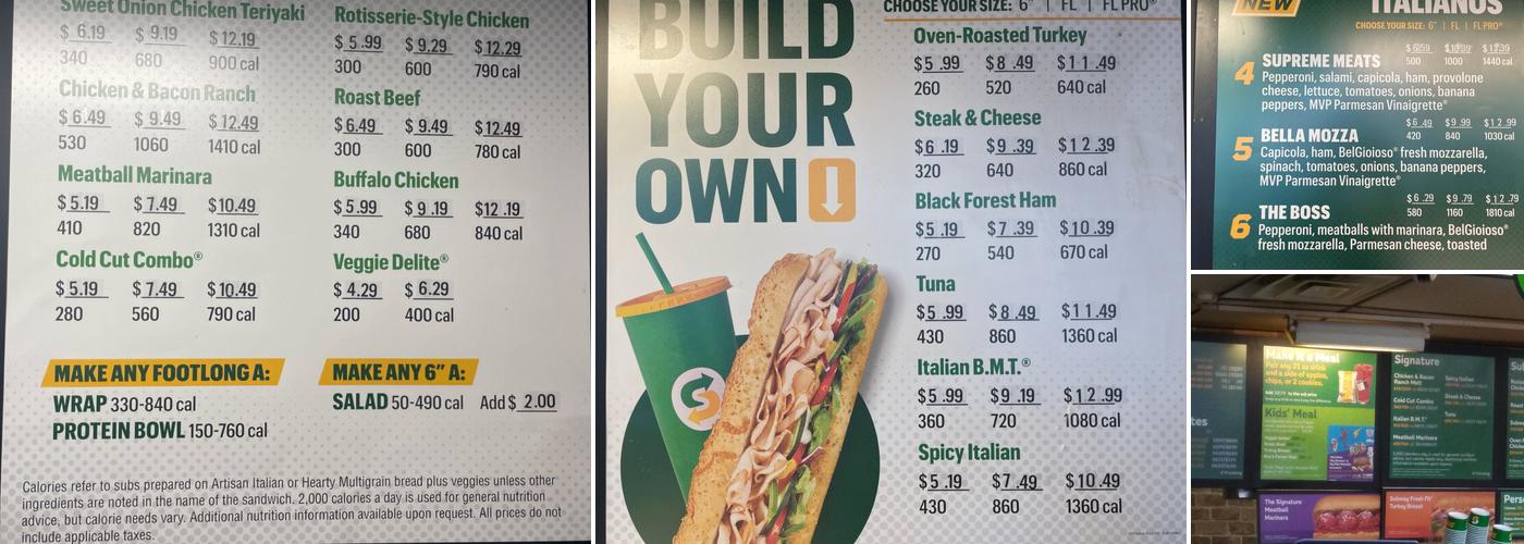 Subway Menu
