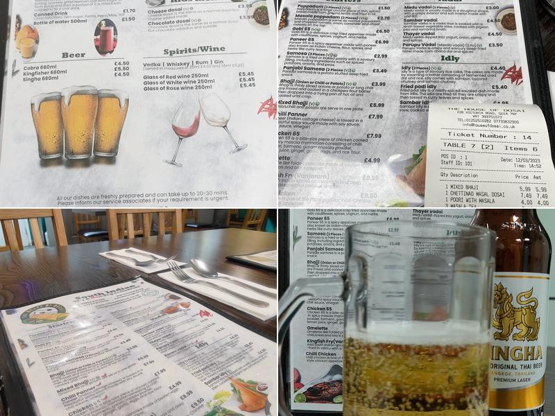 The House of Dosai Menu