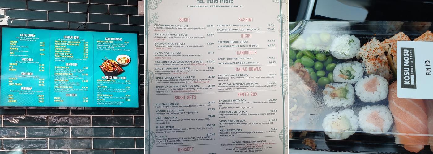 Kosu Mosu - Sushi & Bento Menu