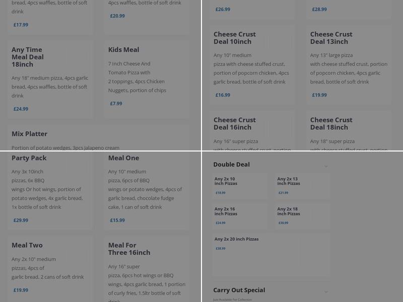 Pizza Time Farnborough Menu