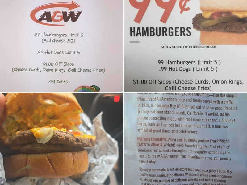 A&W Restaurant Menu