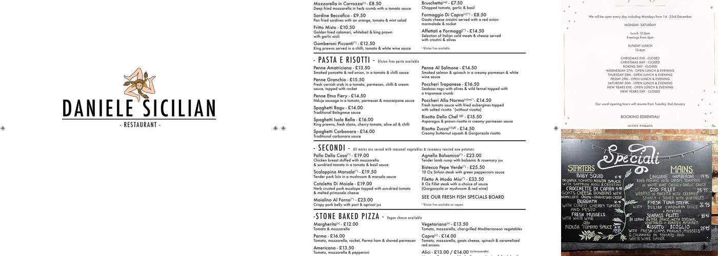Daniele Sicilian Restaurant Menu