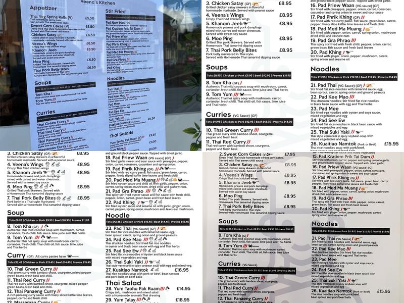 Veena’s Kitchen Menu