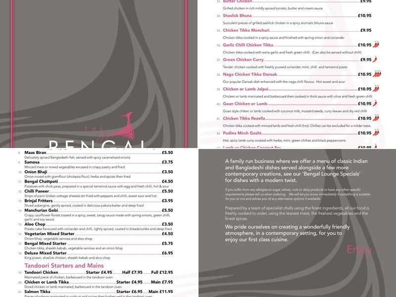 The Bengal Lounge Menu
