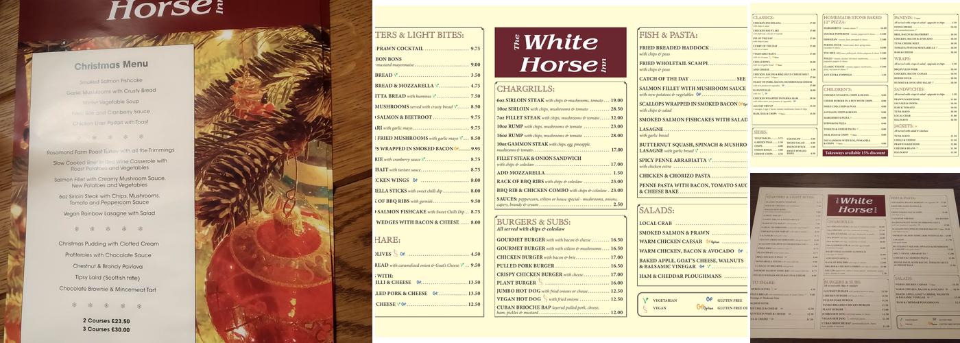 White Horse Inn Menu