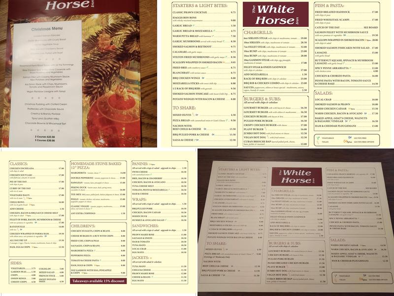 White Horse Inn Menu