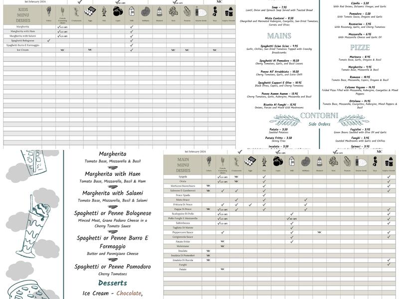 Posillipo - Faversham Menu