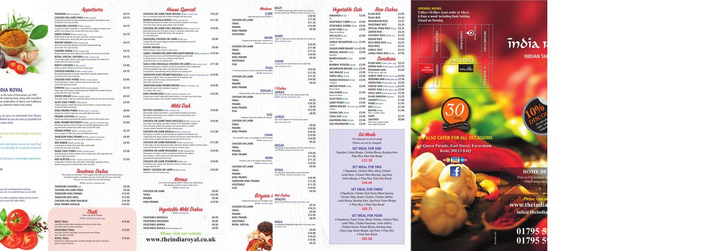 India Royal Menu