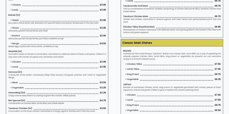 Kudos Signature Menu