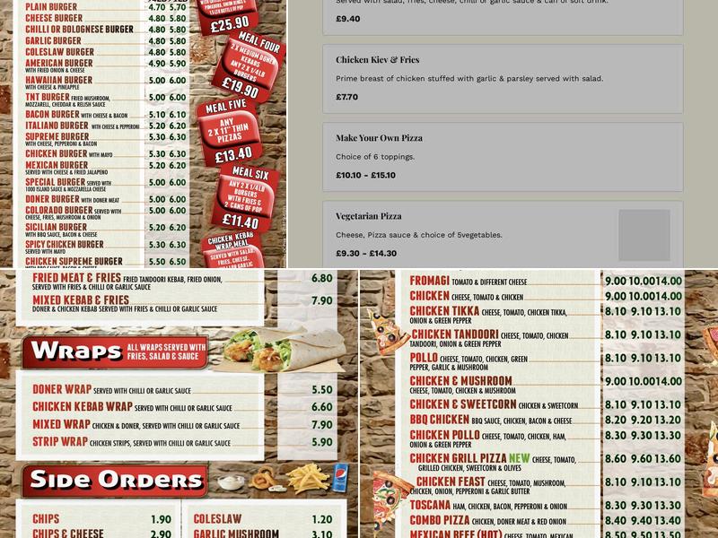 Chicos Pizza Menu