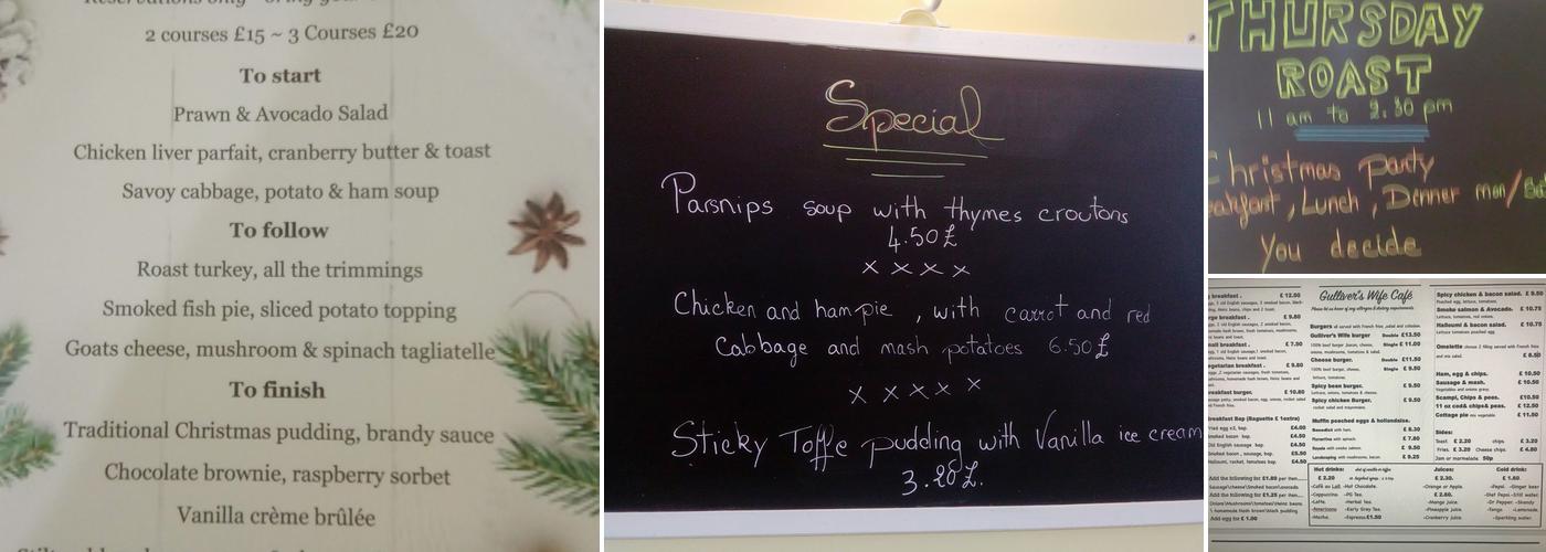 Gulliver's Wife Café Menu