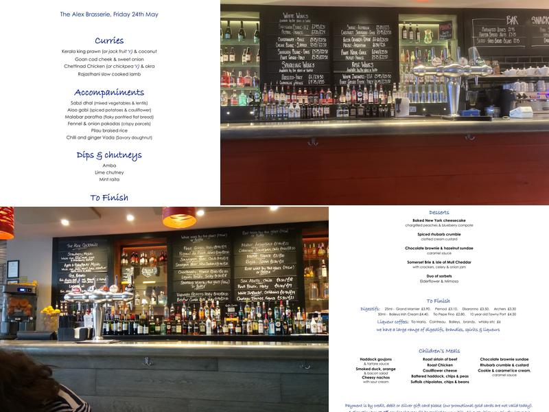 The Alex Café Bar & Brasserie Menu