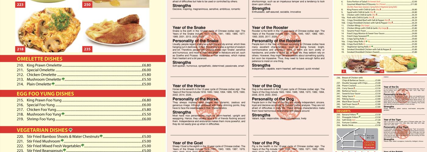 Golden Dragon Menu