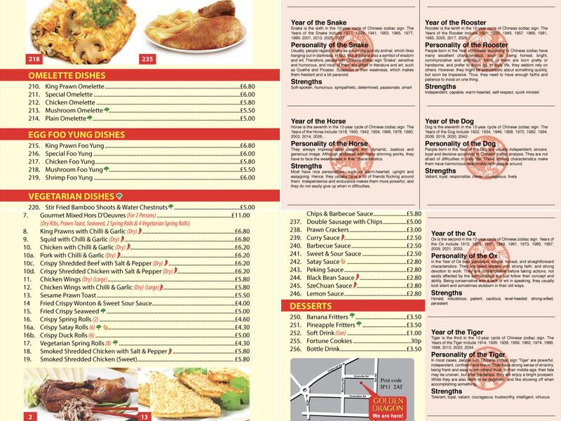 Golden Dragon Menu