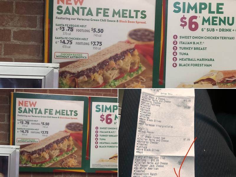 Subway Menu