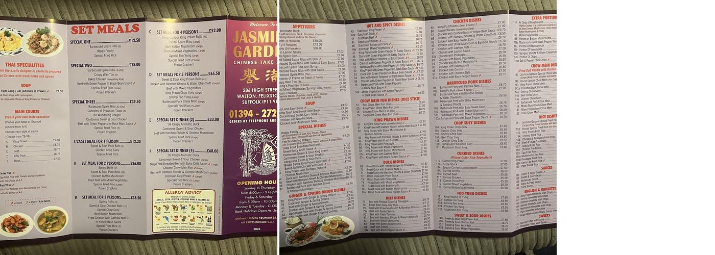 Jasmine Garden Menu