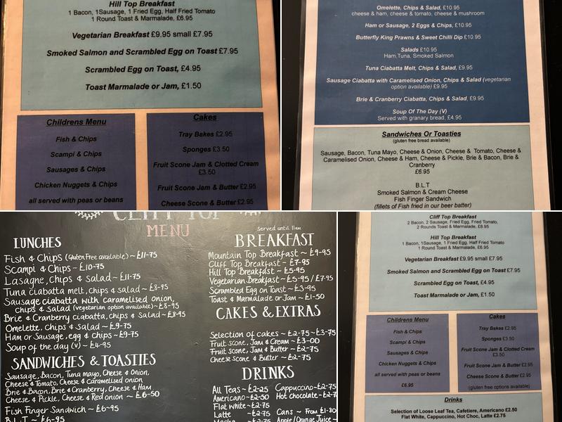 Cliff Top Cafe Menu
