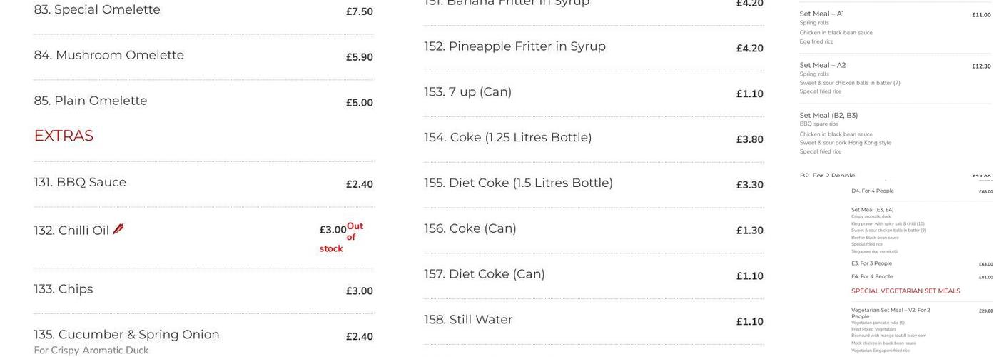 Master Wong Chinese Takeaway Menu