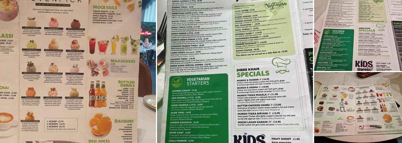 Shere Khan Feltham Menu