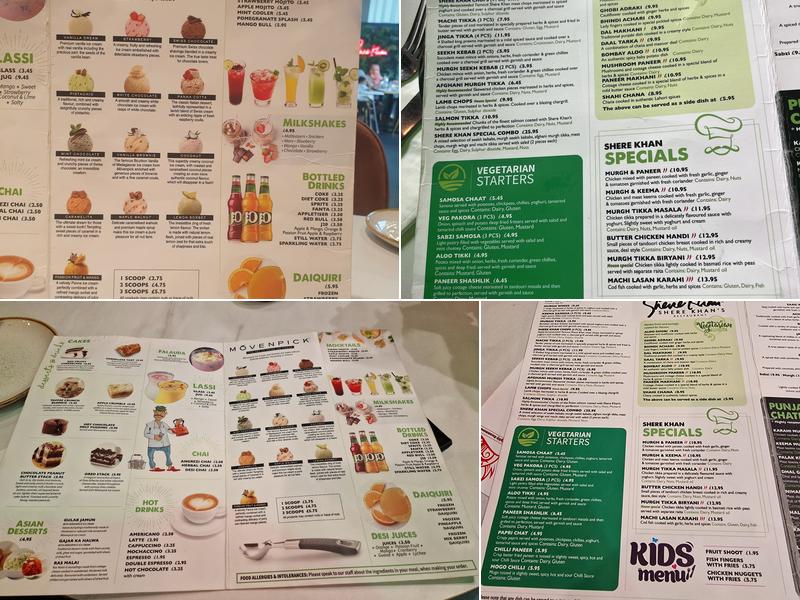 Shere Khan Feltham Menu