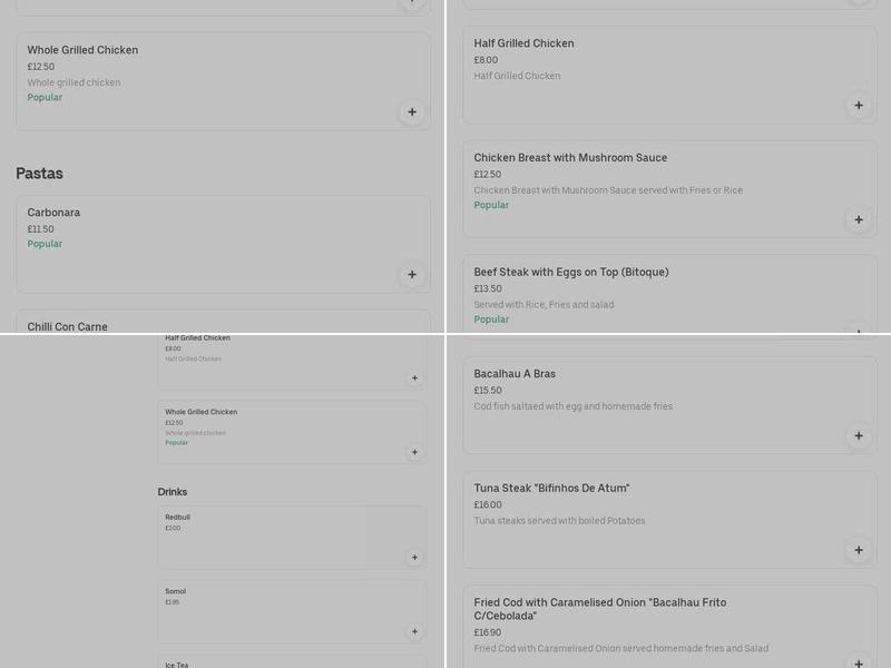 Cantinho São Vicente Menu