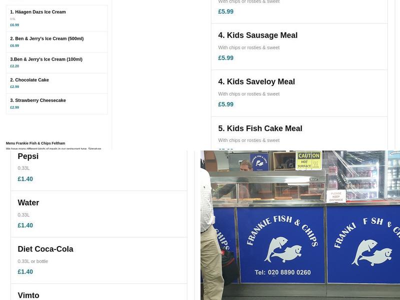 Frankie fish and chips Menu