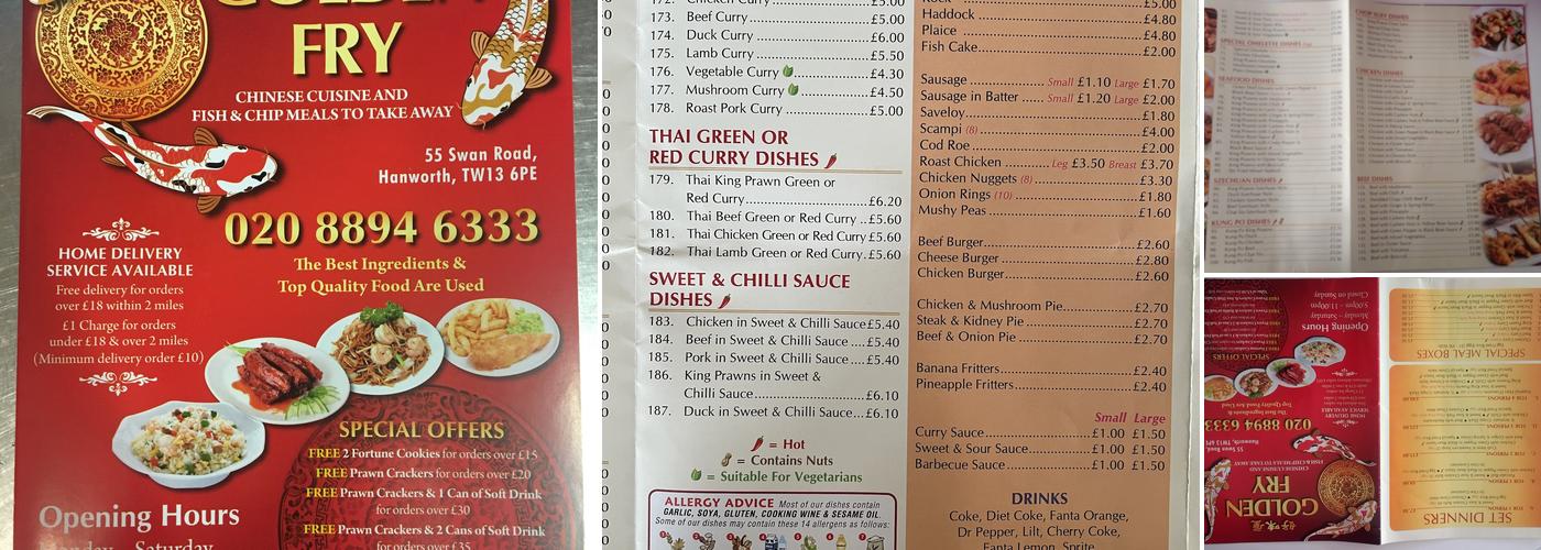 Golden Fry Take Away Menu