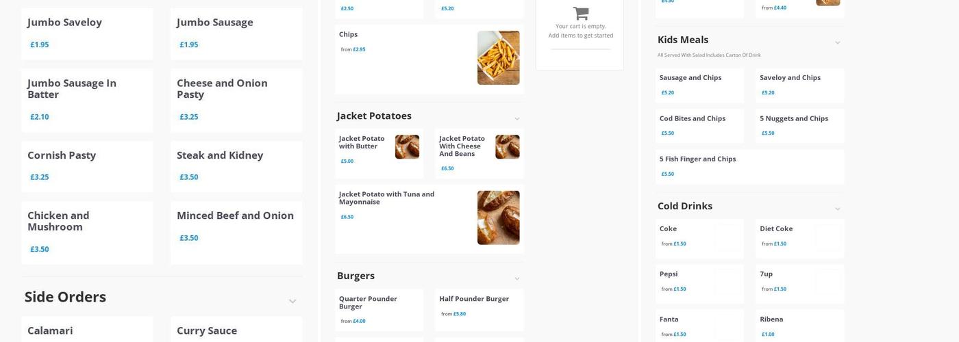 Eric’s Fish and Chips Menu