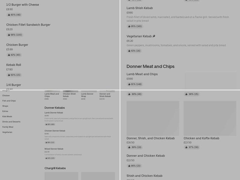 Feltham Charcoal Grill Menu