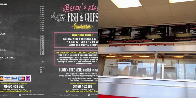 Barry's Plaice Menu