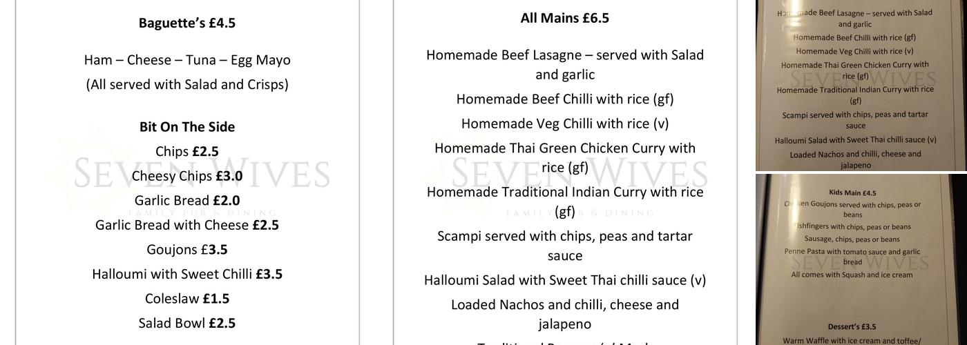 The Seven Wives Menu