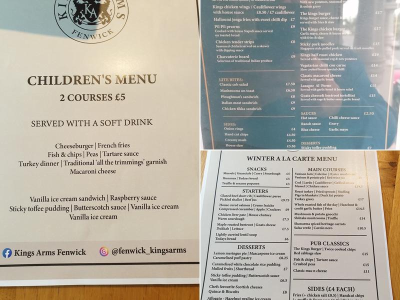 Kings Arms Menu