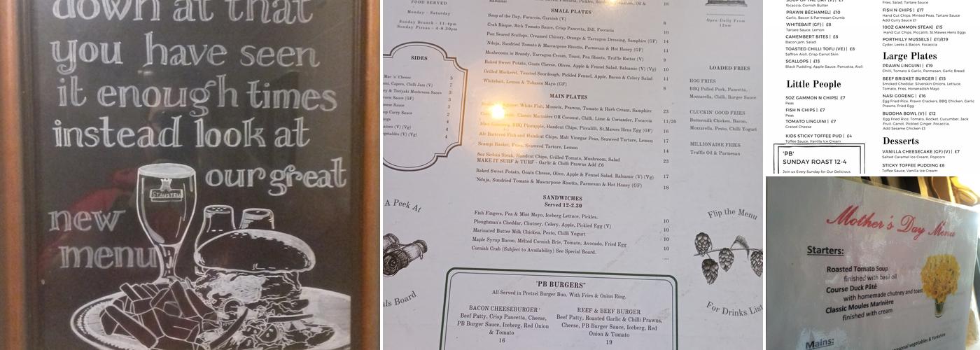 The Punchbowl and Ladle Menu