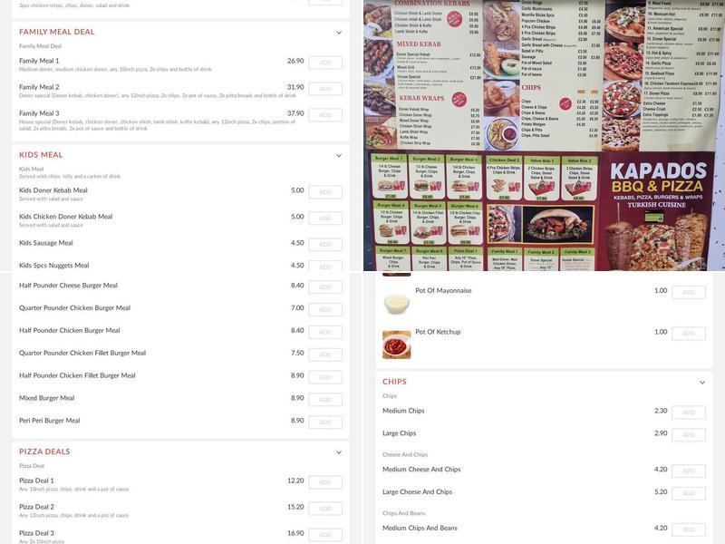Kapados BBQ & PIZZA Menu