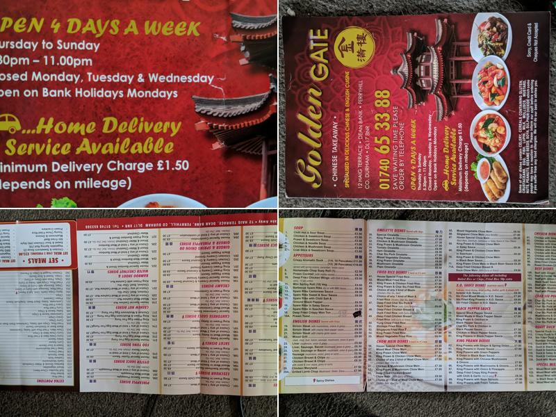 The Golden Gate Menu