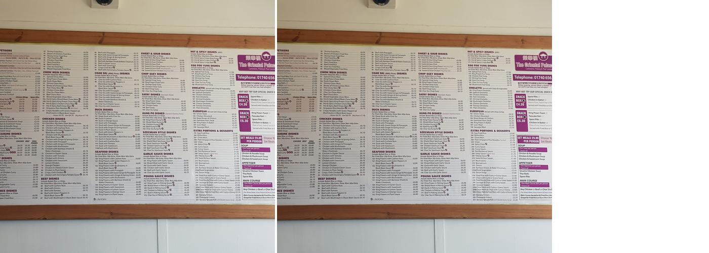 Oriental Palace Menu