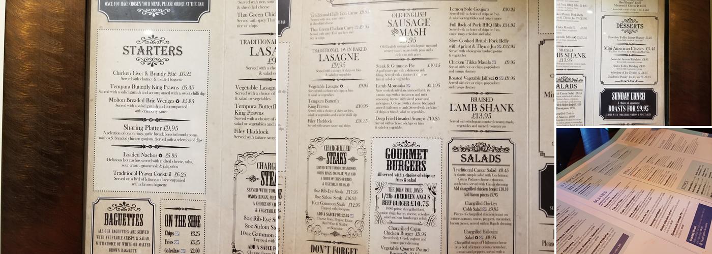 The John Paul Jones Menu