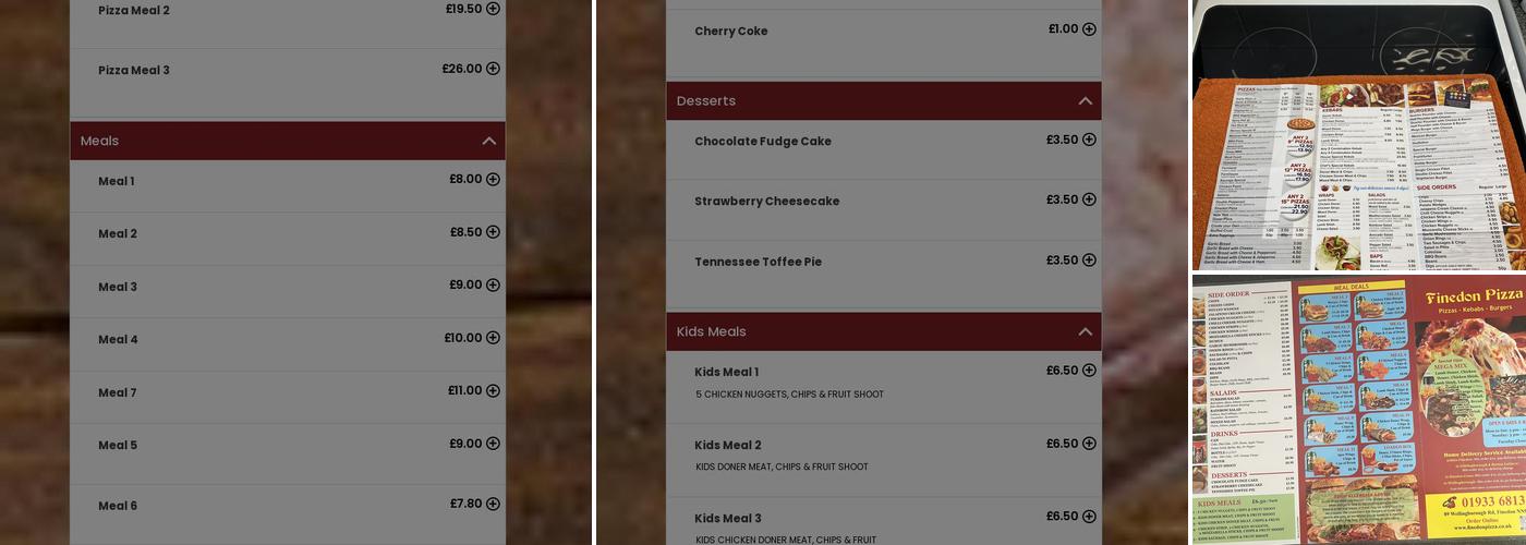Finedon Pizza Menu